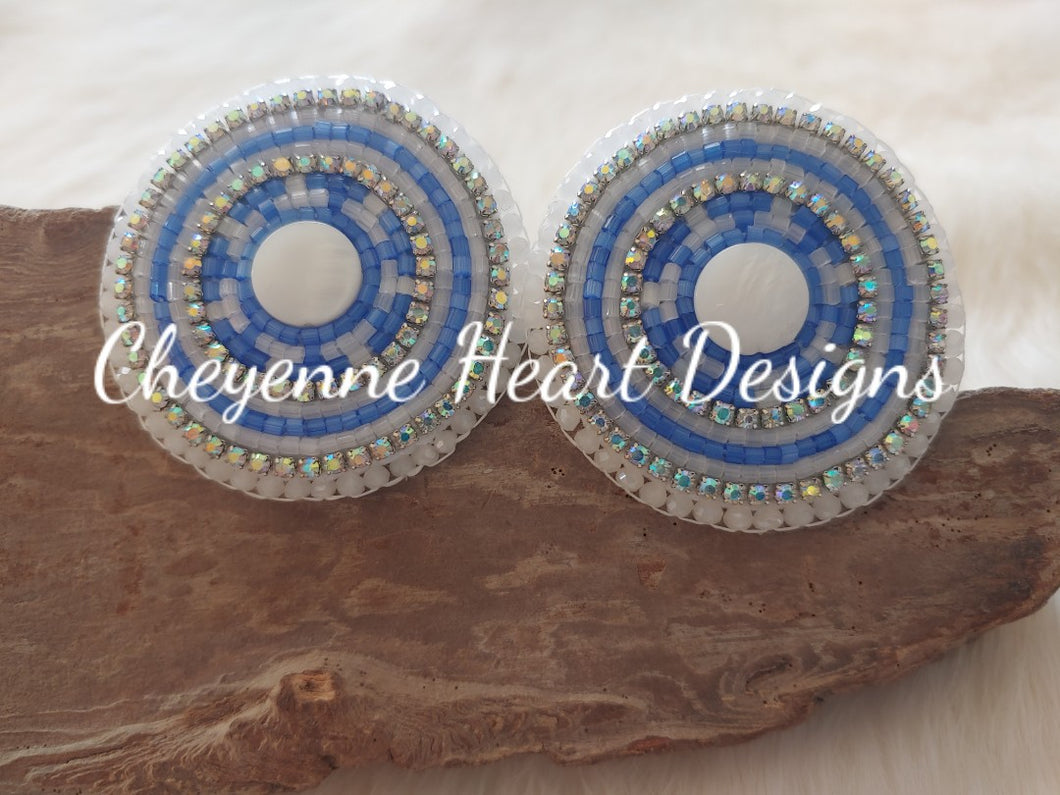 Mother of Pearl Beaded Earrings - Cheyenne Heart Designs