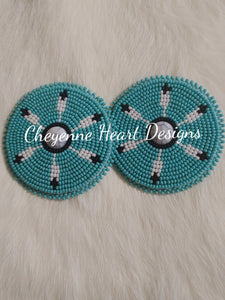 Turquoise feather medallion earrings - Cheyenne Heart Designs