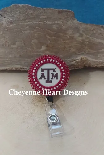 Texas A&M badge reel - Cheyenne Heart Designs