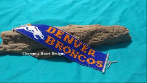 Handmade Denver Bronco bracelet with a silver heart toggle clasp - Cheyenne Heart Designs