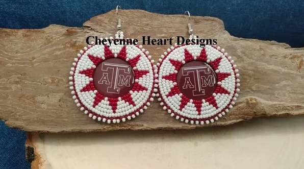 Texas A&M University dangle earrings in a star design - Cheyenne Heart Designs