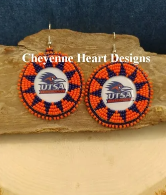 University of Texas San Antonio (UTSA) dangle earrings in a star design - Cheyenne Heart Designs