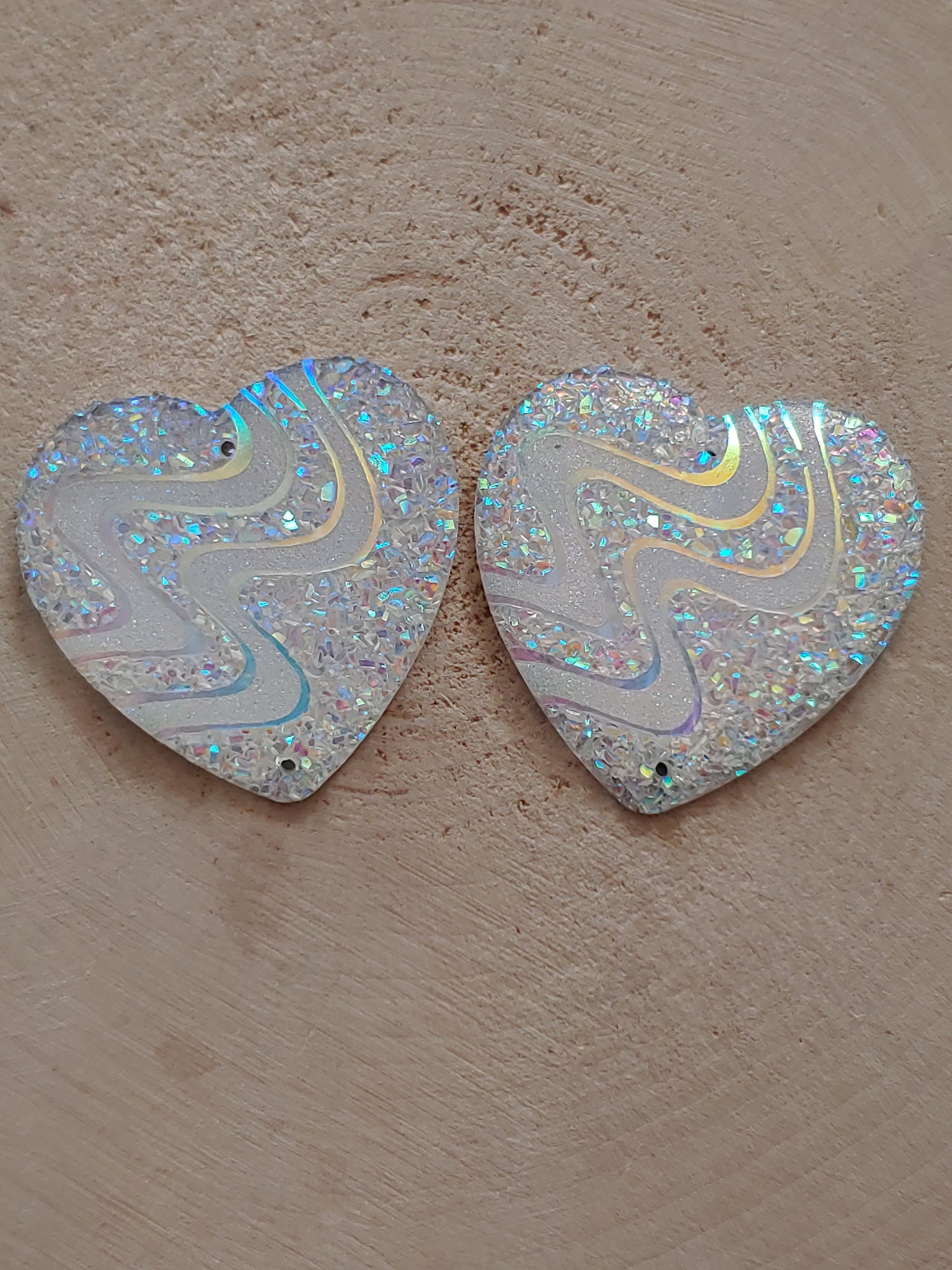 Heart Glittery Cabochons | Resin Heart Cabochon with Colorful Glitter |  Kawaii Decora Kei Jewellery Making | Sparkly Decoden Pieces | Hair Bow  Centers