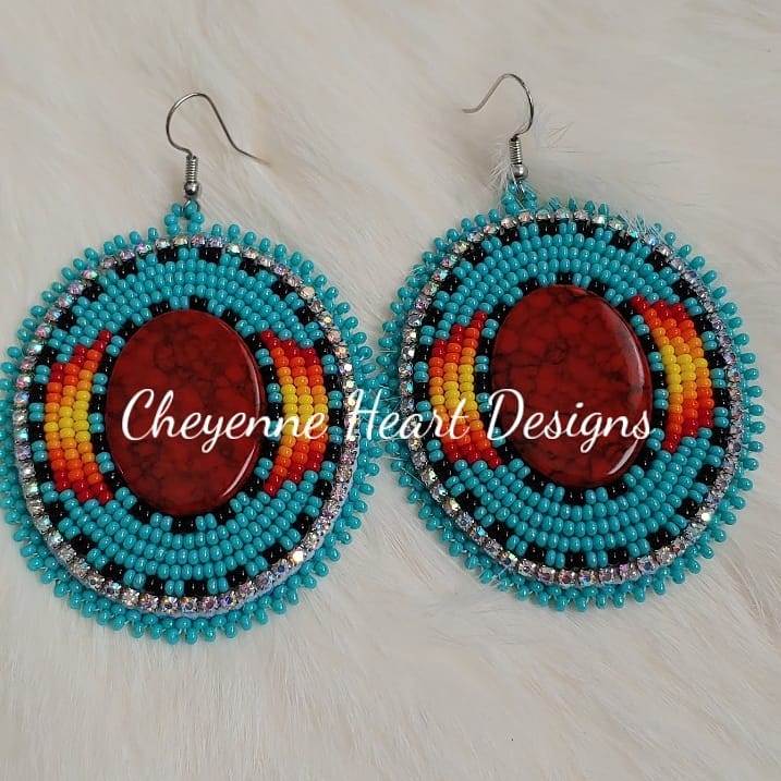 Sunset Beaded Earrings - Cheyenne Heart Designs