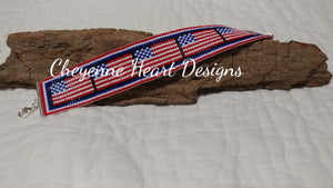 American Flag beaded bracelet - Cheyenne Heart Designs