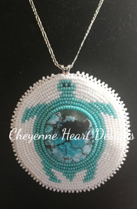 Turquoise turtle medallion necklace - Cheyenne Heart Designs